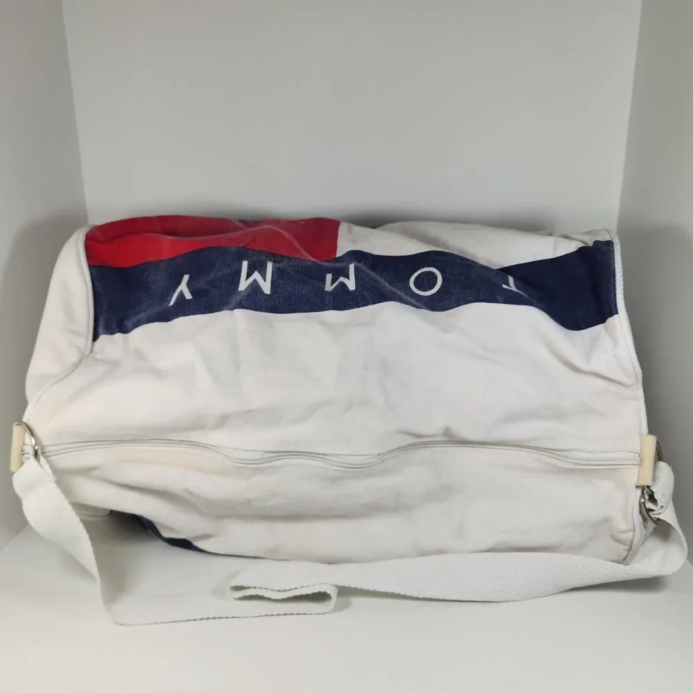 Vintage 1990s Tommy Hilfiger Canvas‎ Duffel Bag White